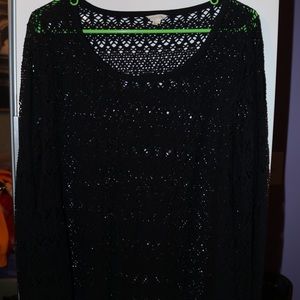 Black lace long sleeve top